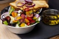Closeup of plate with mixed salad Royalty Free Stock Photo