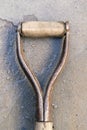 Close-up of old shovel or rake handle