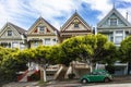 Photograph of the Painted Ladies of San Francisco in the state of California, USA. Californian Victorian houses of USA. Royalty Free Stock Photo