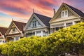 Photograph of the Painted Ladies of San Francisco in the state of California, USA. Californian Victorian houses of USA. Royalty Free Stock Photo