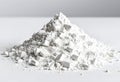 Photograph of a pile of white sugar cubes and powdered sugar on a smooth light gray surface Royalty Free Stock Photo