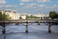 Photograph of the Pont des Arts over the Seine river in Paris, dividing the Parisian city in two parts