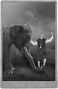 Vintage Circus Performer, Carnival, Elephant