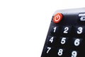 Photograph of the power button of a television remote control Royalty Free Stock Photo