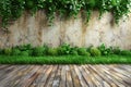 Photograph presenting green grass wall background, empty space for product presentation mockup, high resolution, clear and cl Royalty Free Stock Photo