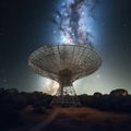 Radio night telescope on a remote mountaintop, Generative AI