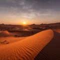 Stunning Sunset Over Sahara Desert Sand Dunes