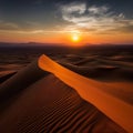 Stunning Sunset Over Sahara Desert Sand Dunes