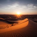 Stunning Sunset Over Sahara Desert Sand Dunes