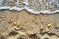 Photograph of sand texture background, top view of beach sand with small waves Royalty Free Stock Photo