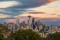 Seattle City Skyline at Sunset, Washington State, USA Royalty Free Stock Photo