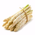 Bundle of White and Green Asparagus Tied with Twin isolated on white background Royalty Free Stock Photo