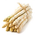 Bundle of White and Green Asparagus Tied with Twin isolated on white background Royalty Free Stock Photo