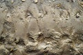 Photograph showcasing photograph of sand texture background, top view of beach sand with small waves Royalty Free Stock Photo