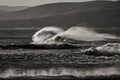 Black and white image of power nature forces and ocean waves Royalty Free Stock Photo