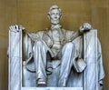 Photograph of the statue of US President Abraham Lincoln at his grave in the pantheon of the National Mall. Royalty Free Stock Photo