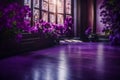 A Photograph: Step into an ethereal sanctuary as violet-hued walls and delicate accents embrac