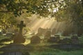 Spooky Gravestones in a cemetery