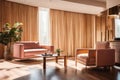 A Photograph of a sunlit interior with sleek modern furniture