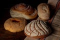 Photograph of sweet bread on rustic canvas