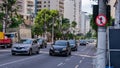 Street with little traffic and few cars in front of the lockdown decreed during the COVID-19 pandemic in Brazil