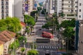 Street with little traffic and few cars in front of the lockdown decreed during the COVID-19 pandemic in Brazil