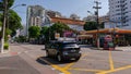 Street with little traffic and few cars in front of the lockdown decreed during the COVID-19 pandemic in Brazil