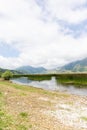 Photograph taken at Lake Matese, Campania, Italy, showcasing a view of the lake, mountains, and the surrounding natural landscape Royalty Free Stock Photo