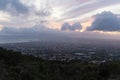 Photograph taken on Mount Vesuvius, Italy, capturing a sunset view of the entire city of Naples