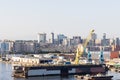 Photograph taken in Naples, Italy, showcasing a view of the directional center, the harbor, and the city