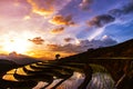 Photograph of terraced paddy field in cloudy and rainy day in Mae-Jam district, Chiang Mai Province, Thailand Royalty Free Stock Photo