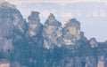 Photograph of the Three Sisters rock formation at Katoomba in the Blue Mountains in Australia Royalty Free Stock Photo