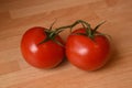 Juicy red Tomatoes on a worksurface Royalty Free Stock Photo