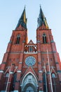 Uppsala domkyrka cathedral front side main entrance.