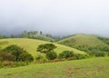 Vagamon Hills and Meadows - Misty Hills and Cloudy Sky, Idukki, Kerala, India Royalty Free Stock Photo