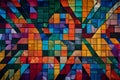 A Photograph of a vibrant mosaic pattern in neopastel colors