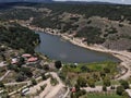 Aerial view of lake in a country town Royalty Free Stock Photo