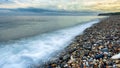 This photograph was taken in Hualien, Taiwan. It is a famous pebble beach. One can see heaps of pebbles of different colors,