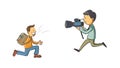 Photographer in action, snapping a memorable shot with their camera, vector design Generative AI Royalty Free Stock Photo