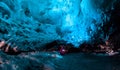 Blue ice cave view during winter in Jokulsarlon, Iceland Royalty Free Stock Photo