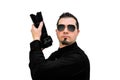 Photographer as a Special Agent on white backdrop Royalty Free Stock Photo