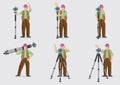 Photographer with Camera and Tripod Vector Character Illustration