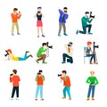 Photographer cameraman profession photo flat vector people