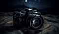 Photographer captures old fashioned camera close up on dark background generated by AI Royalty Free Stock Photo