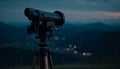 Photographer captures panoramic mountain range with hand held telescope at dusk generated by AI Royalty Free Stock Photo