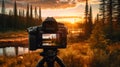 Stunning Time-lapse Photography: Capturing Wilderness Sunset With Nikon D850 Royalty Free Stock Photo