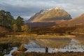 Photographer capturing the morning light at Loch Clair, Scotland