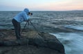 Photographer capturing a sunset Royalty Free Stock Photo