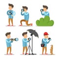 Photographer Cartoon Character Set