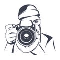 Photographer, charcoal drawing, vector